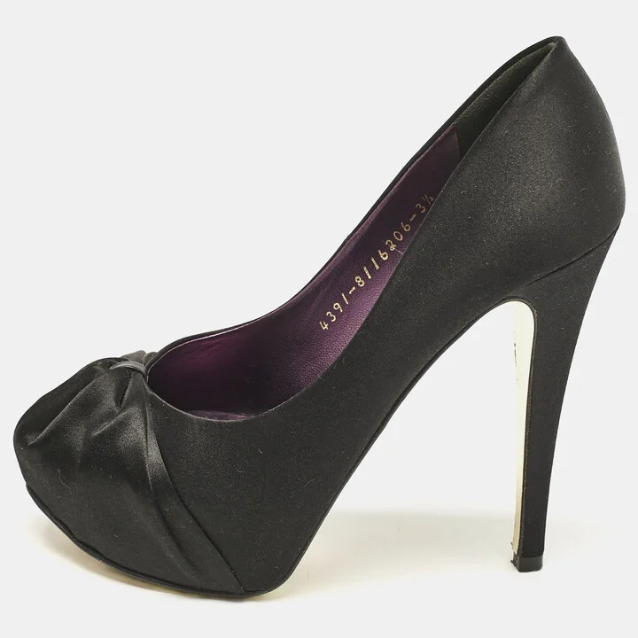 Gina Black Satin Clair Platform Pumps Size 36.5
