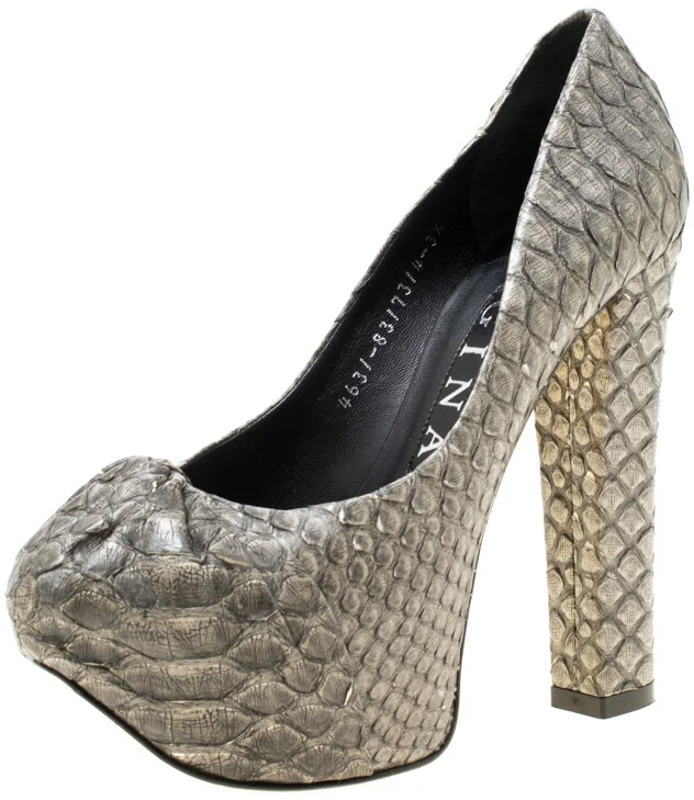Gina Grey Python Leather Claire Hoodie Platform Pumps Size 36.5