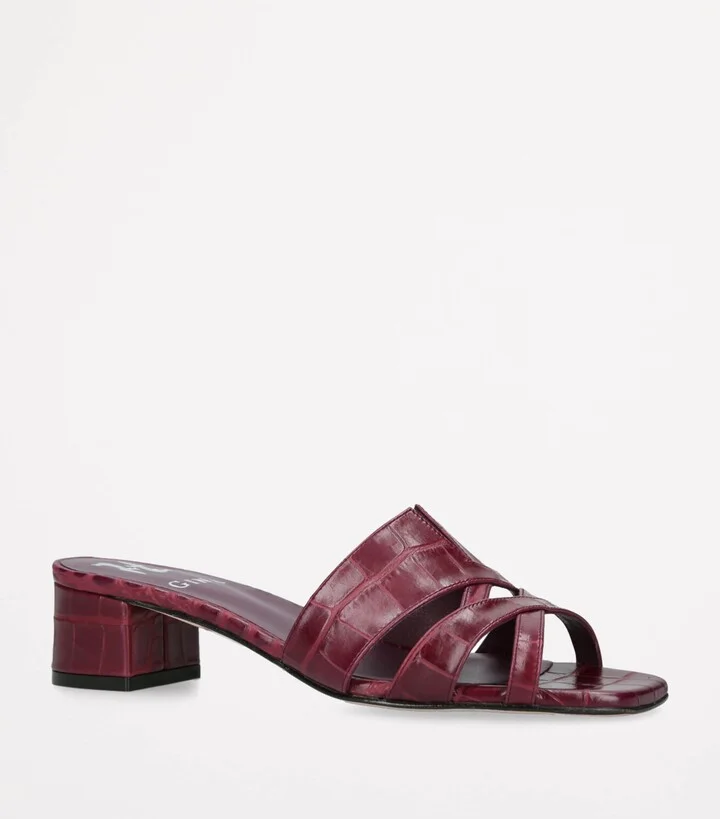 Gina Leather Croc-Embossed Montreaux Heeled Mules 35 - Image 3