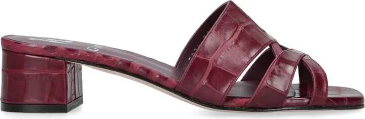 Gina Leather Croc-Embossed Montreaux Heeled Mules 35
