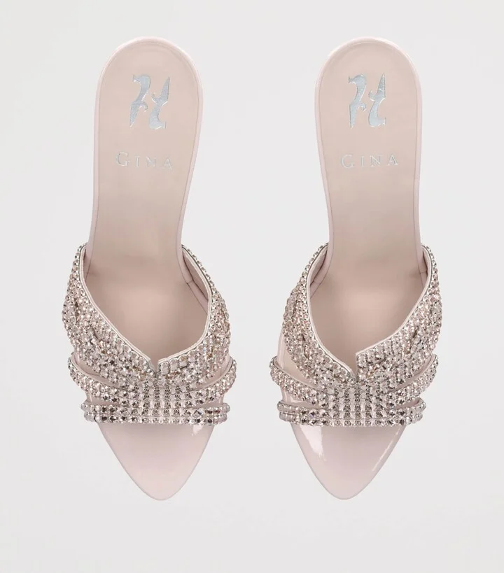 Gina Leather Embellished Lausanne Mules 85 - Image 4