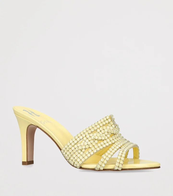 Gina Leather Embellished Lausanne Mules 85 - Image 3