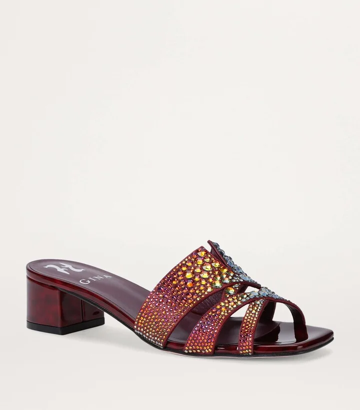 Gina Leather Embellished Olympia Mules 35 - Image 3