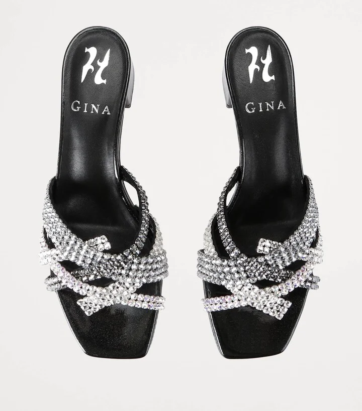 Gina Leather Embellished Roma Mules 35 - Image 4