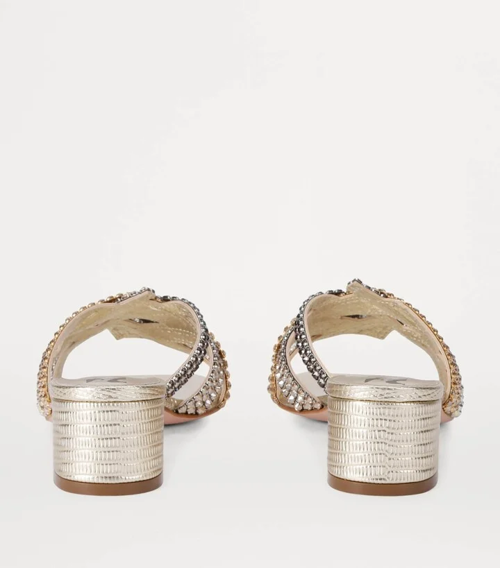 Gina Leather Embellished Roma Mules 35 - Image 2
