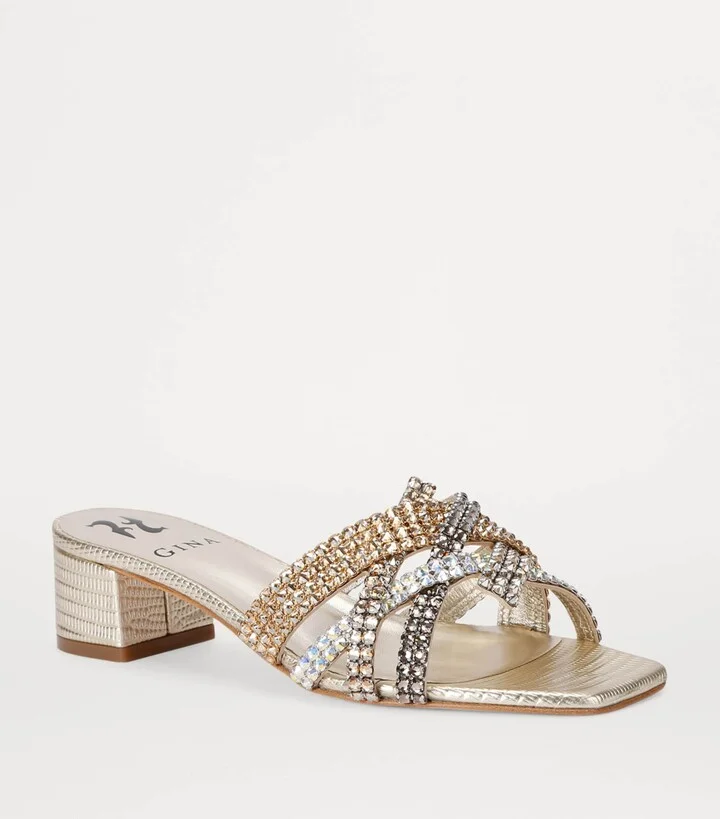 Gina Leather Embellished Roma Mules 35 - Image 3