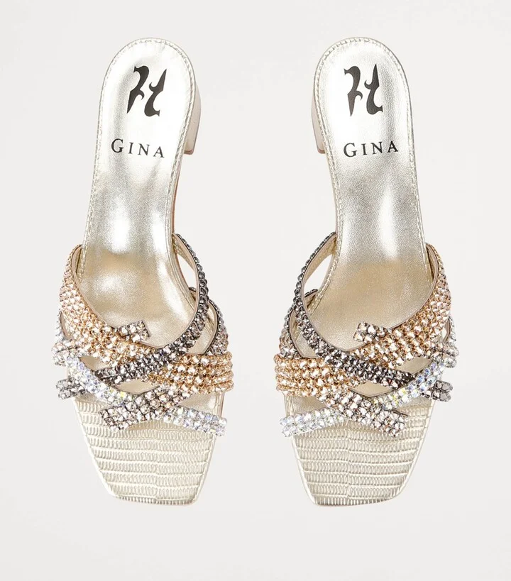 Gina Leather Embellished Roma Mules 35 - Image 4