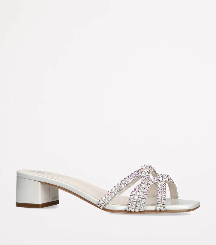 Gina Leather Embellished Taylor Heeled Mules 35 - Image 3