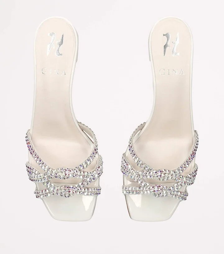Gina Leather Embellished Taylor Heeled Mules 35 - Image 4