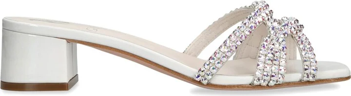 Gina Leather Embellished Taylor Heeled Mules 35
