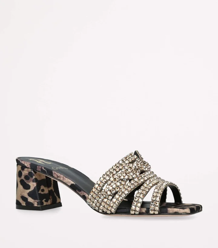 Gina Leather Embellished Utah Heeled Mules 50 - Image 3