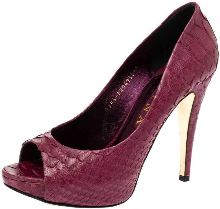 Gina Purple Python Peep Toe Platform Pumps Size 37