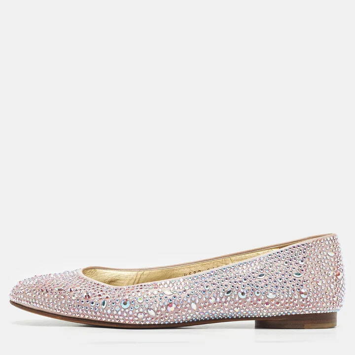 Gina Purple Satin Crystal Embellished Ballet Flats Size 39.5