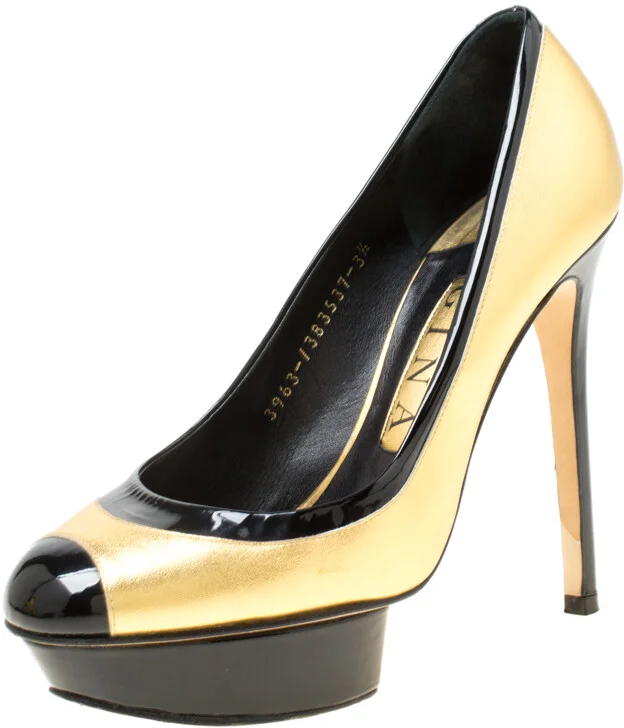 Gina Two Tone Leather Tori Pumps Size 36.5