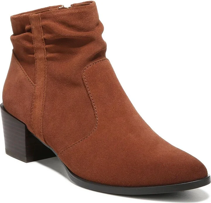 Gina Womens Leather Block Heel Ankle Boots