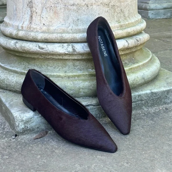 Ginevra Ballerina, Dark Brown Cow Fur - Image 3