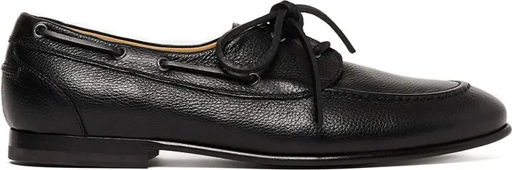 Ginevro leather lace-up boat shoes
