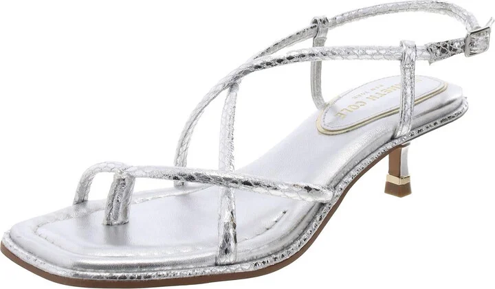 GINGER Womens Metallic Snake Print Slingback Sandals