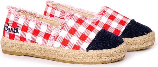 Gingham Canvas Espadrillas With Embroidery