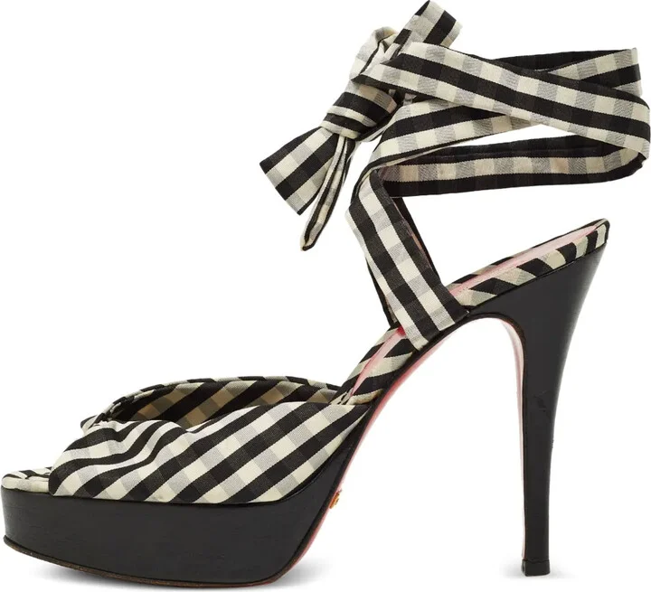 Gingham-Patterned Sandals