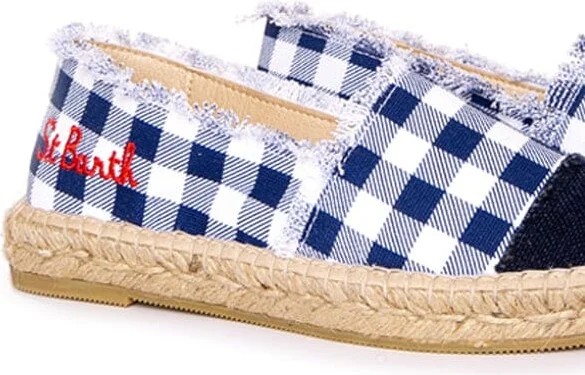 Gingham Print Canvas Espadrillas With Embroidery - Image 2