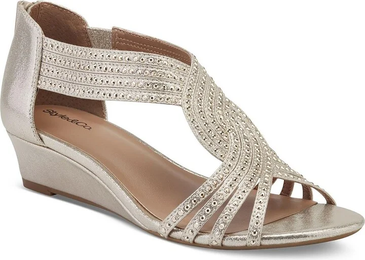Ginifur Womens Slip On Zip Up Wedge Sandals