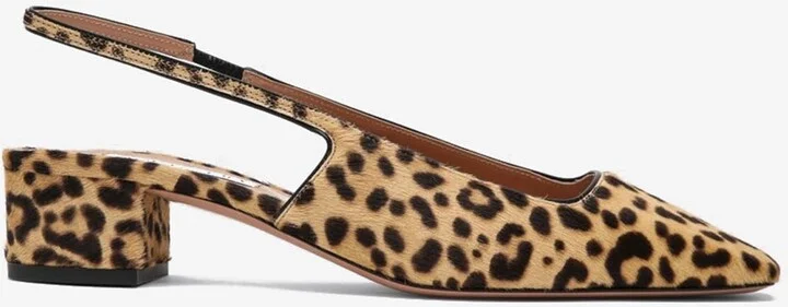 Ginza 35 Leopard Print Slingback Pumps