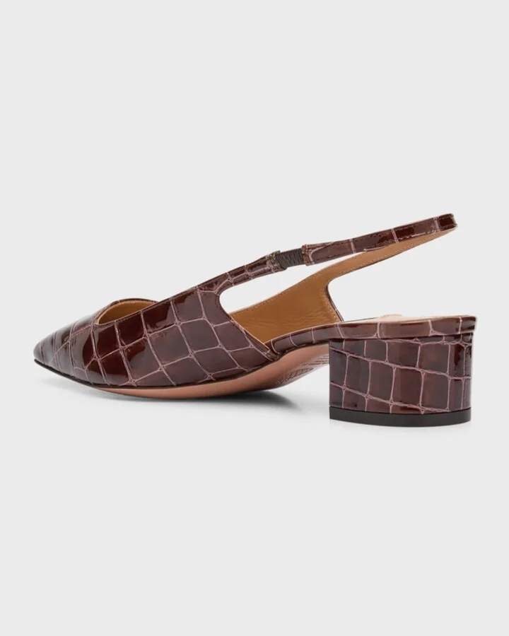Ginza Croco Slingback Ballerina Pumps - Image 2