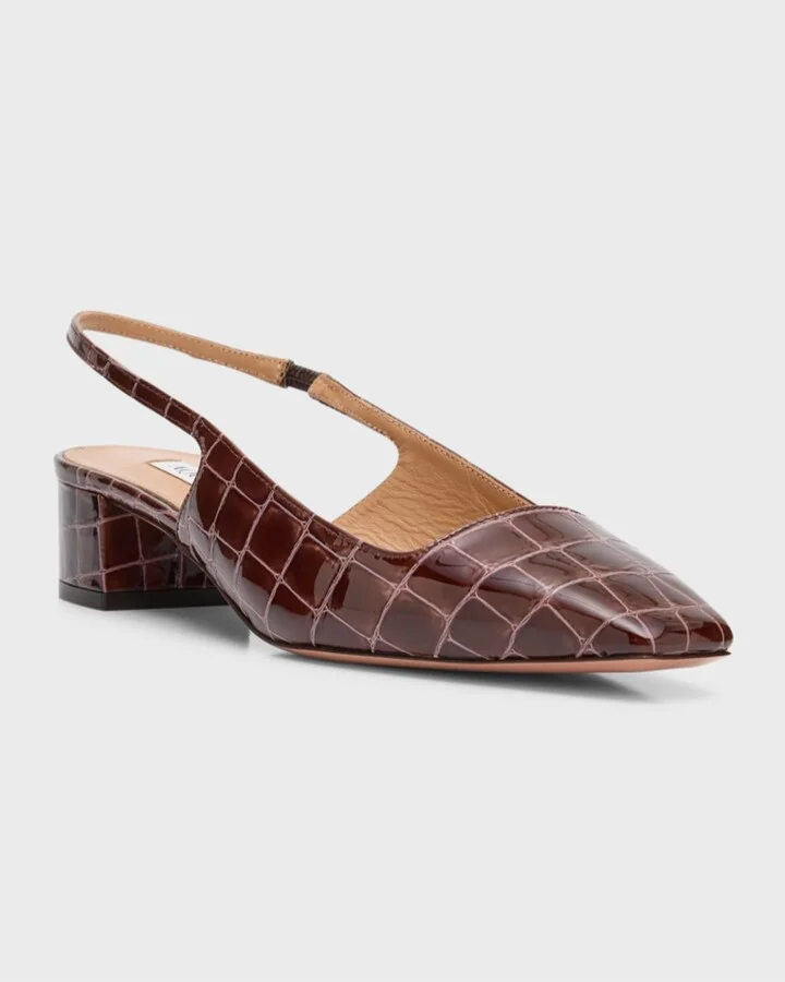 Ginza Croco Slingback Ballerina Pumps - Image 4