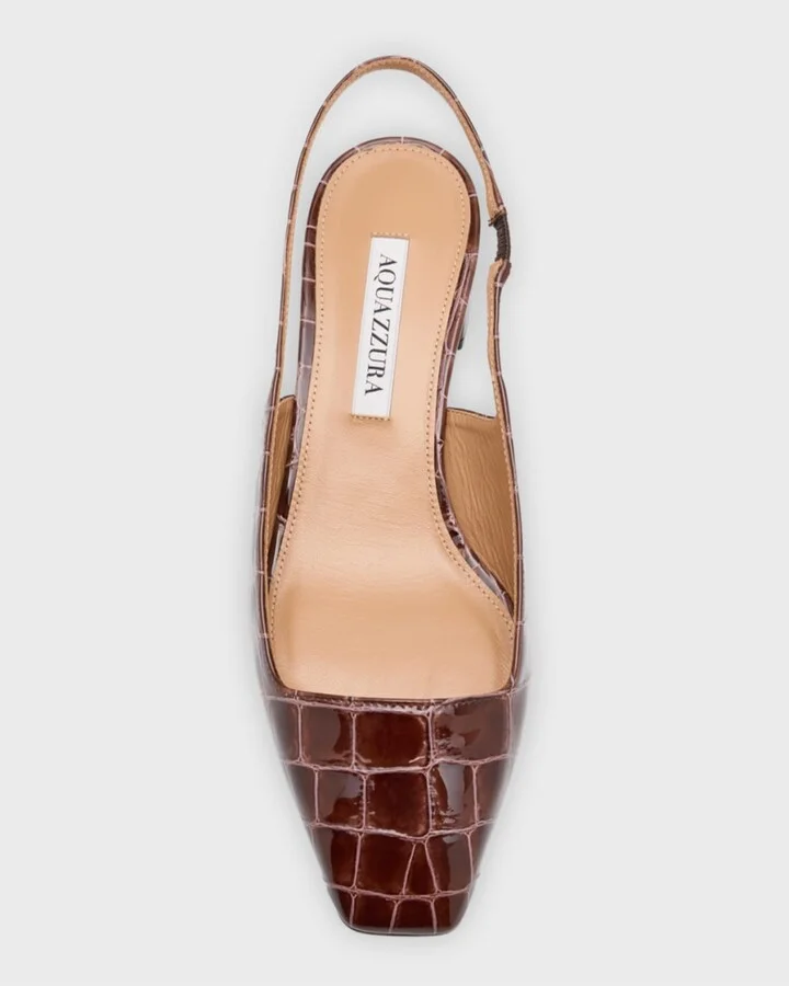 Ginza Croco Slingback Ballerina Pumps - Image 5