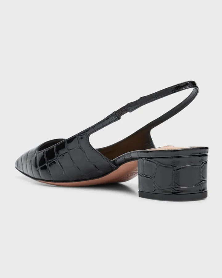 Ginza Croco Slingback Ballerina Pumps - Image 2