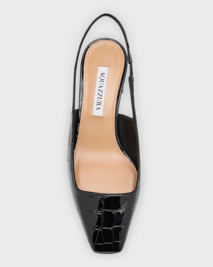 Ginza Croco Slingback Ballerina Pumps - Image 5