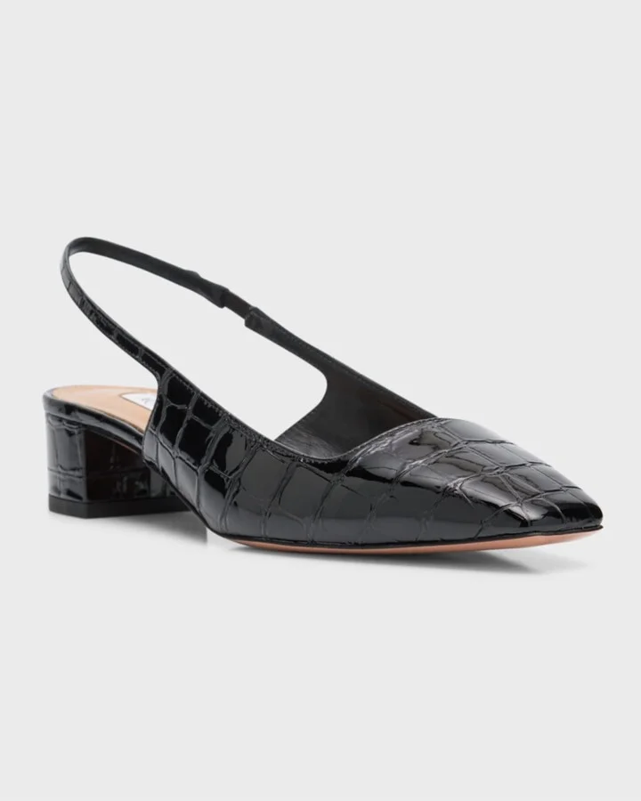 Ginza Croco Slingback Ballerina Pumps - Image 6