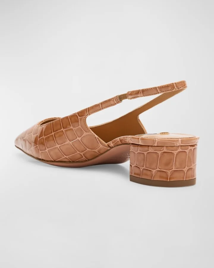 Ginza Croco Slingback Ballerina Pumps - Image 2