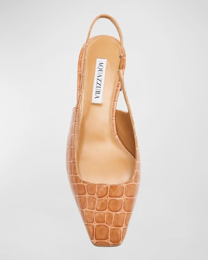 Ginza Croco Slingback Ballerina Pumps - Image 4