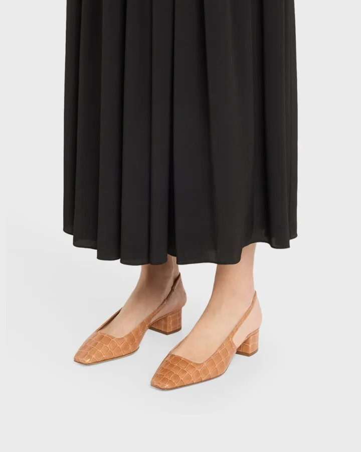 Ginza Croco Slingback Ballerina Pumps - Image 5