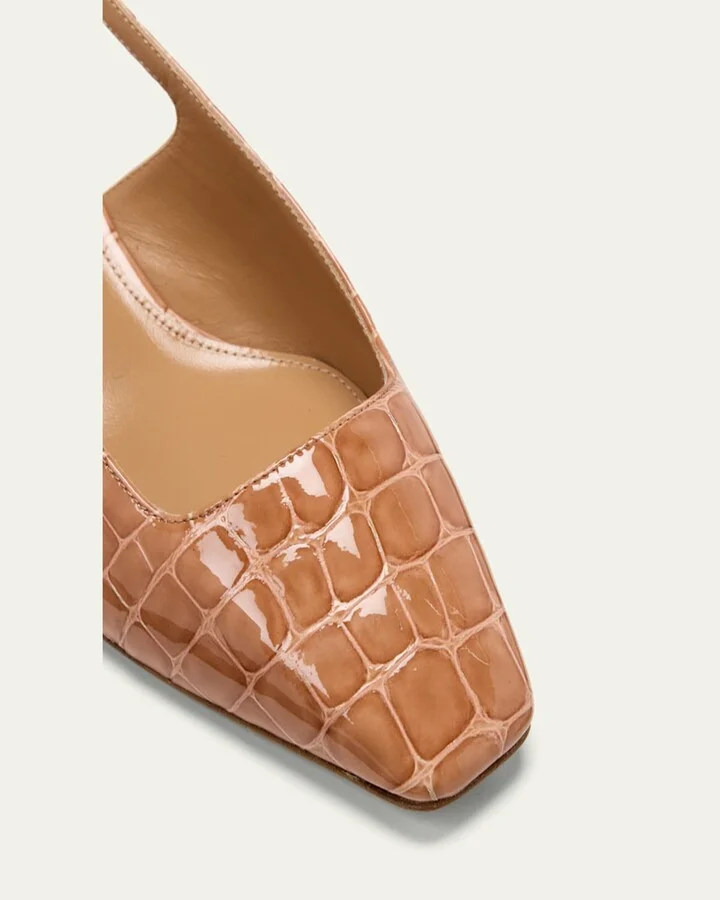 Ginza Croco Slingback Ballerina Pumps - Image 2