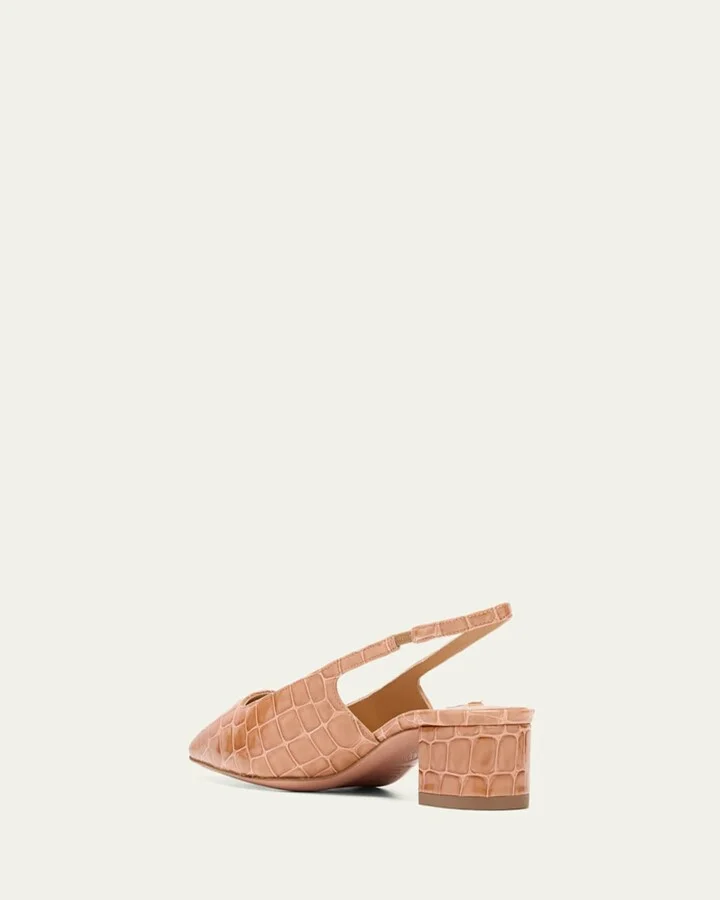 Ginza Croco Slingback Ballerina Pumps - Image 3