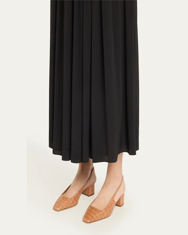 Ginza Croco Slingback Ballerina Pumps - Image 4