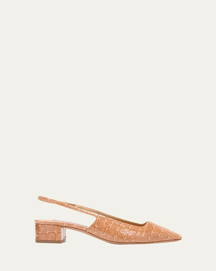 Ginza Croco Slingback Ballerina Pumps