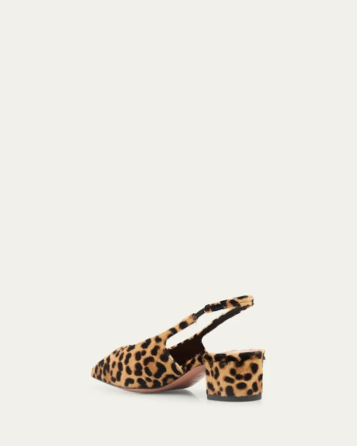 Ginza Leopard-Print Pony Hair Slingback Pumps - Image 3