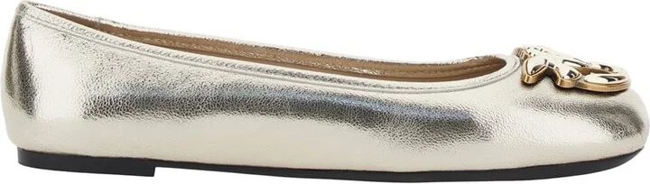 'gioia 03' Metallic Ballet Shoes With Love Birds Diamond Cut Logo In Laminated Leather Woman