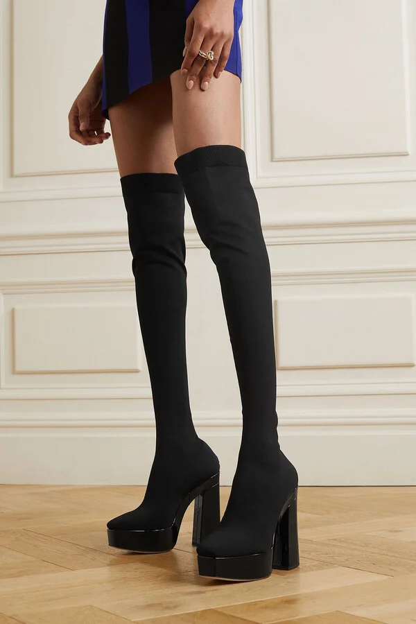 Giome over-the-knee stretch-knit platform boots - Image 2