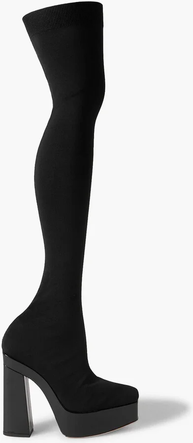 Giome over-the-knee stretch-knit platform boots