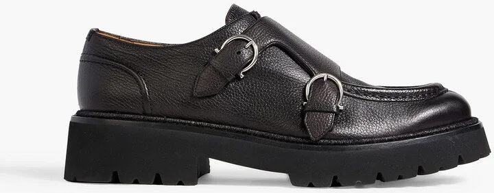 Gionny pebbled-leather monk-strap shoes