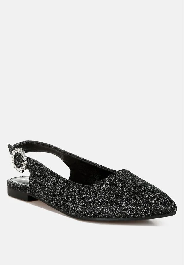 Giora Glitter Slingback Flat Sandals - Image 6
