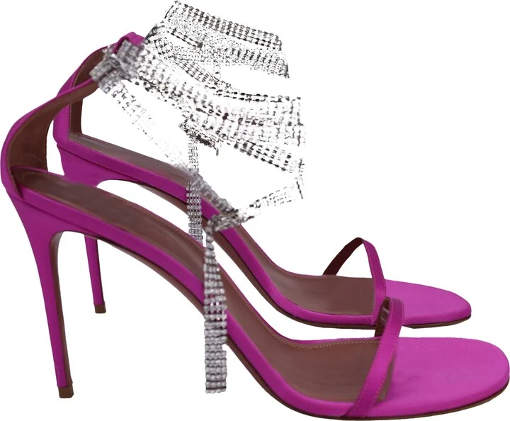 Giorgia Crystal Sandals in Pink Satin