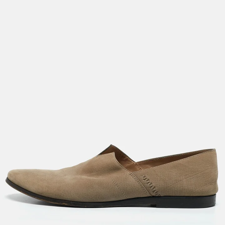 Giorgio Armani Beige Leather Slip On Loafers Size 42