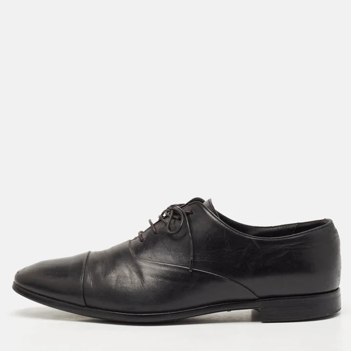 Giorgio Armani Black Leather Lace Up Oxfords Size 43