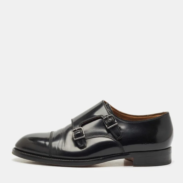 Giorgio Armani Black Leather Monk Strap Oxfords Size 42
